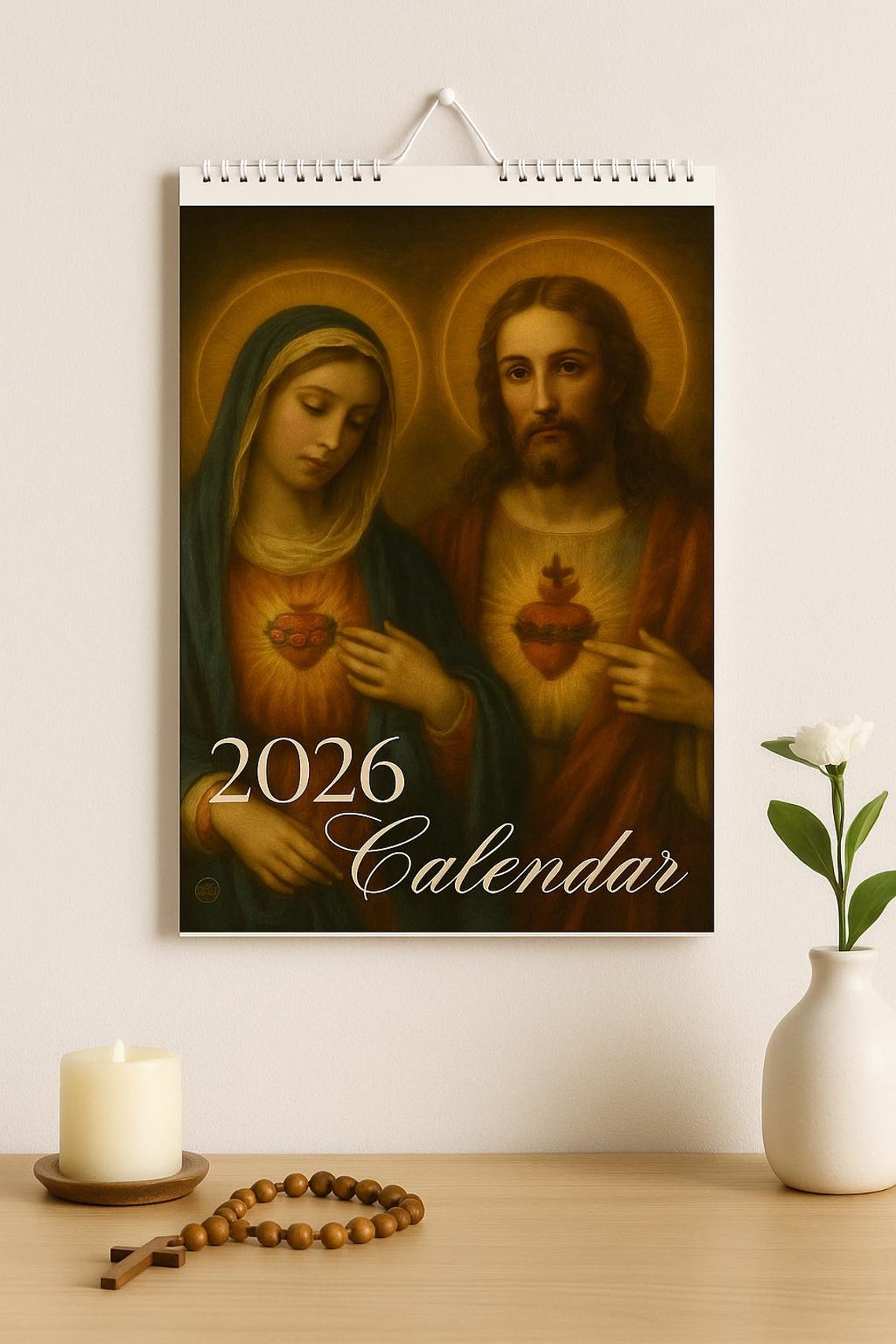 2026 Catholic Calendar | Sacred Heart & Immaculate Heart | A4 Printable ...
