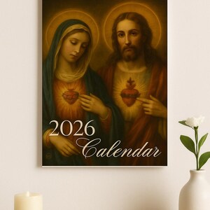 2026 Catholic Calendar | Sacred Heart & Immaculate Heart | A4 Printable ...