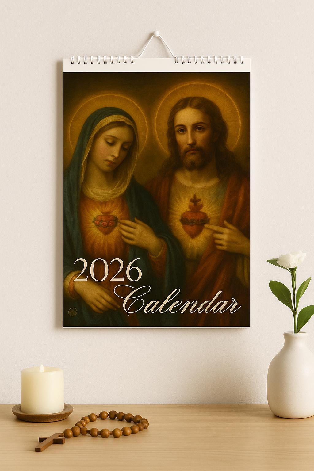 2026 Catholic Calendar | Sacred Heart & Immaculate Heart | A4 Printable ...