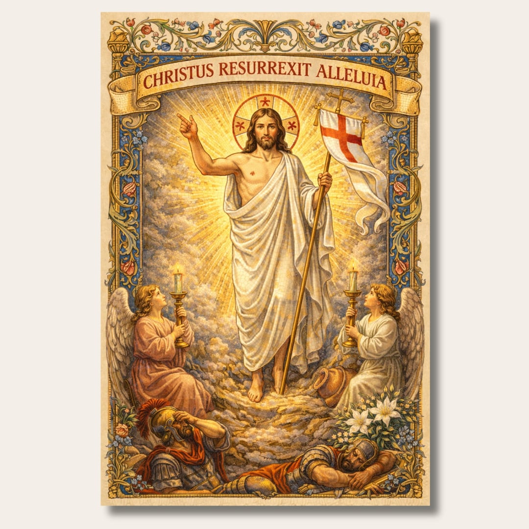 Resurrection of Christ Easter Card Printable | Catholic Easter Greeting ...