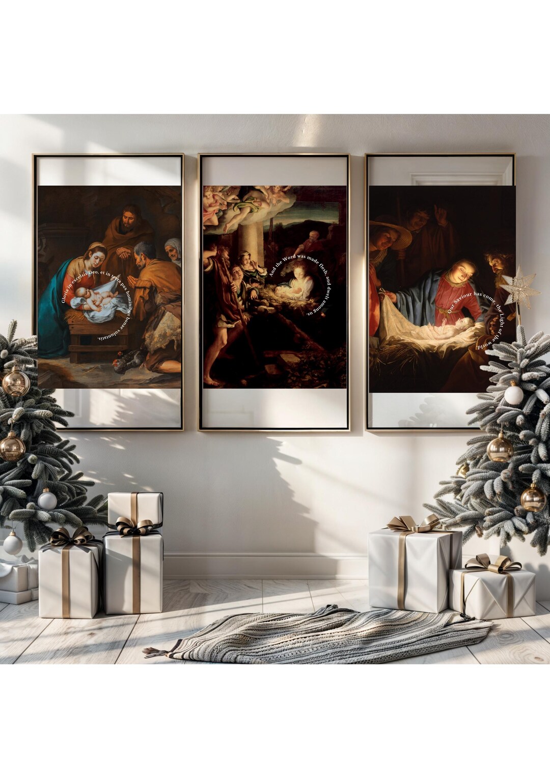 Nativity Triptych Catholic Wall Art Printable | Sacred Christmas ...