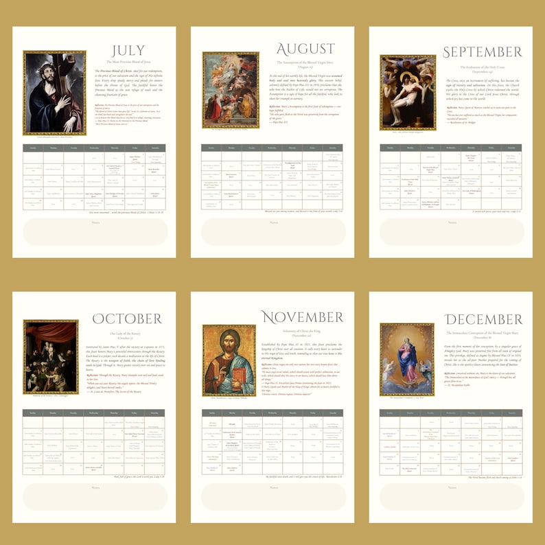 2026 Catholic Calendar | Sacred Heart & Immaculate Heart | A4 Printable ...