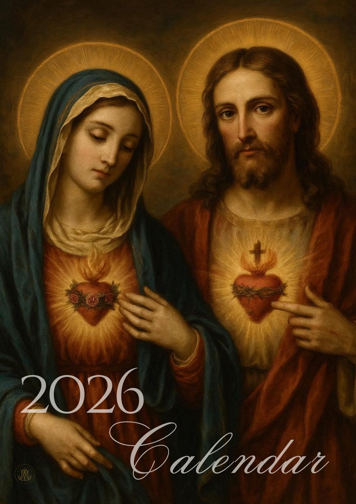 2026 Catholic Calendar | Sacred Heart & Immaculate Heart | A4 Printable ...