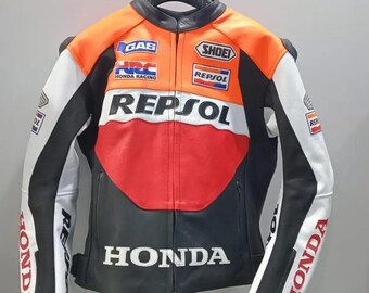 ヴィンテージHONDAレプソルレザーバイクジャケット：レーシングモトF1