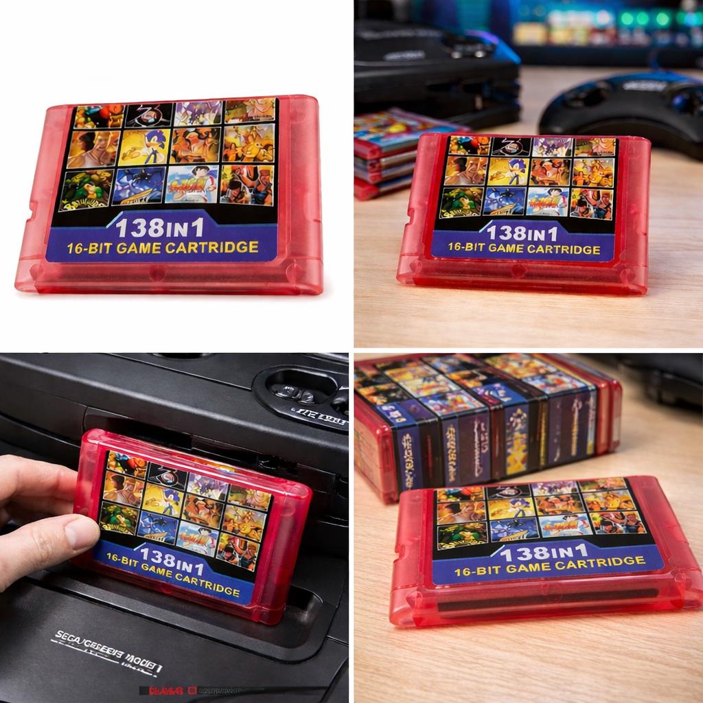 GENESIS2018　GAMECHANGERコンプリート Sega Genesis 138 in 1 Retro Game Cartridge, Classic 16-bit Mega