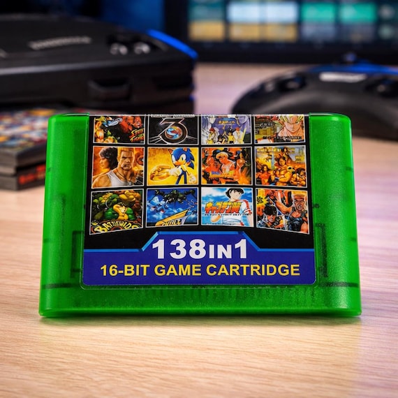 138-in-1 Sega Genesis Game Cartridge | Retro 16 Bit Multi Game