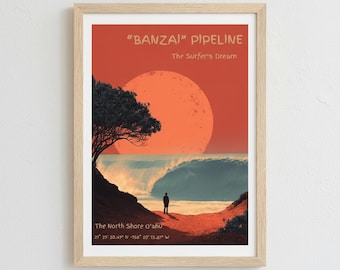 Banzai Pipeline Surf Poster: North Shore O'ahu Wall Art