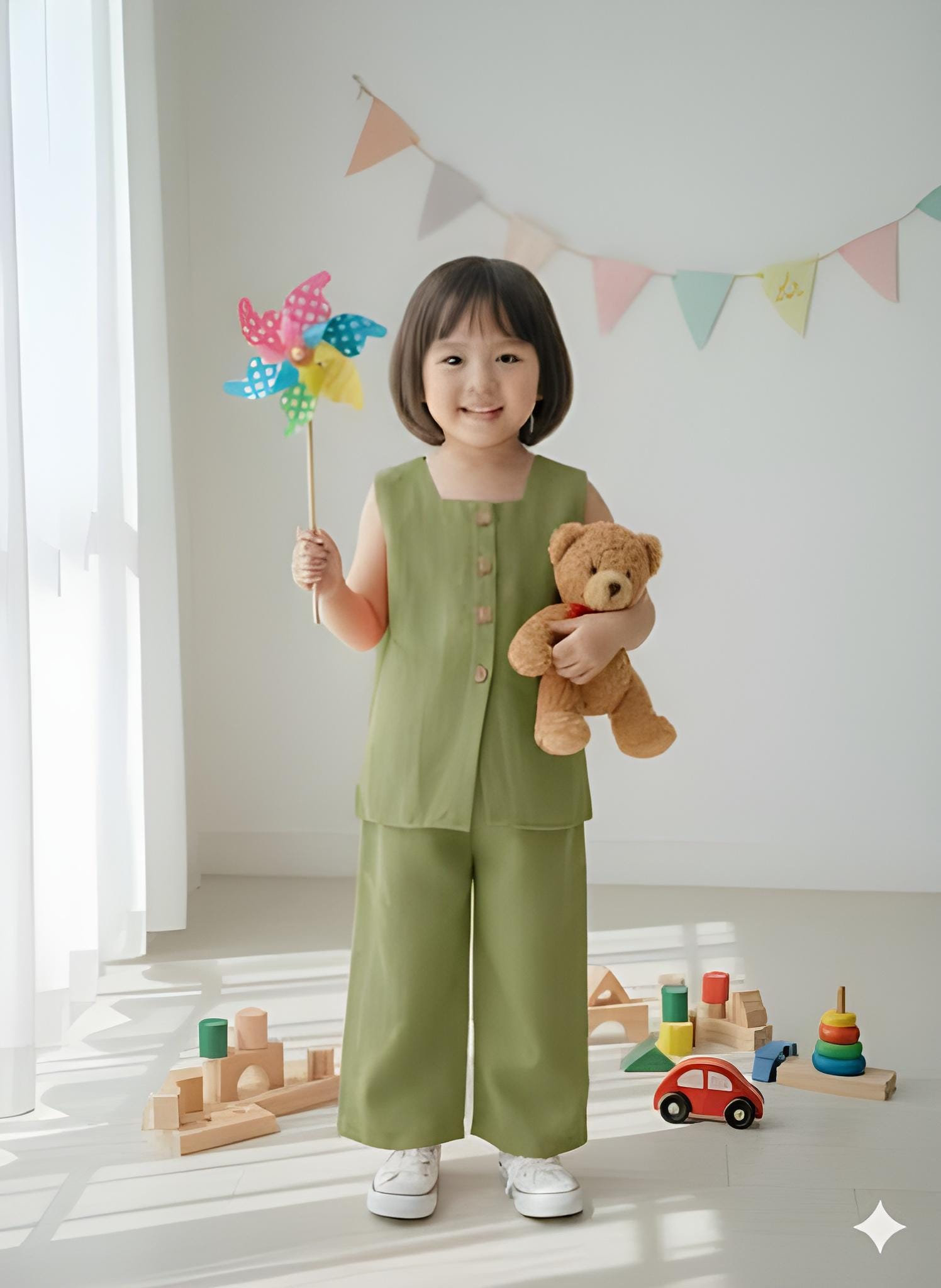 Organic Linen Baby Set Scandinavian Shirt and Pants Outfit