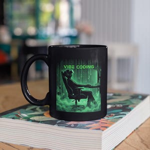 Vibe Coding Mug | AI Engineer Black Coffee Cup | Programmer Workflow Mug 11oz 15oz | Developer Gift | Tech Creative Process Mug