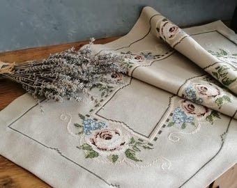 Korsstygnsmönster för vintageblommor i PDF-format