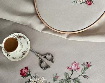 Vintage Rose Cross Stitch Pattern PDF, Floral Embroidery Chart, Rose Flower Design, Instant Download