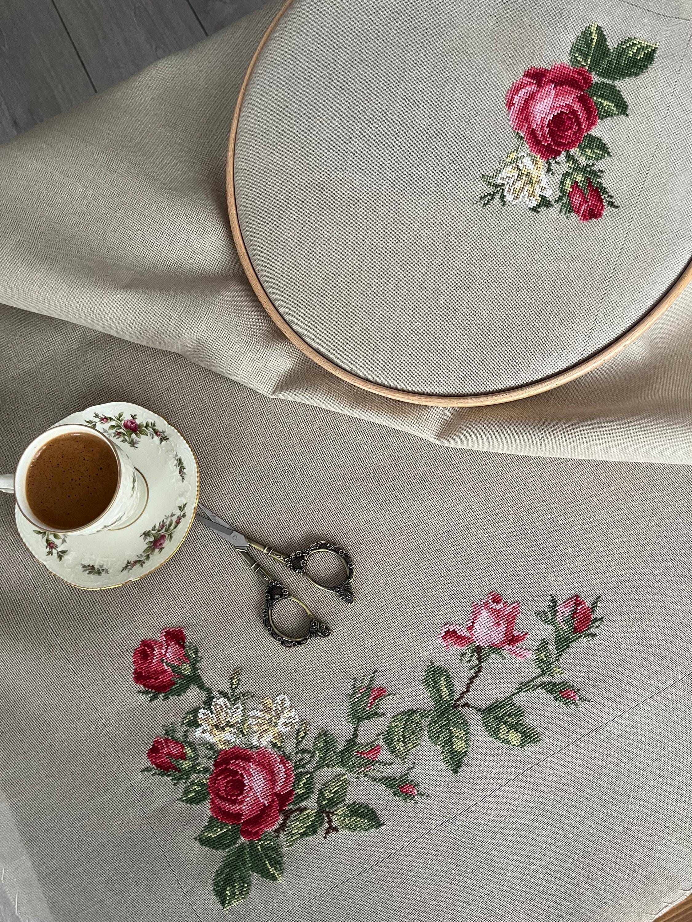 Vintage Rose Cross Stitch Pattern PDF, Floral Embroidery Chart, Rose ...