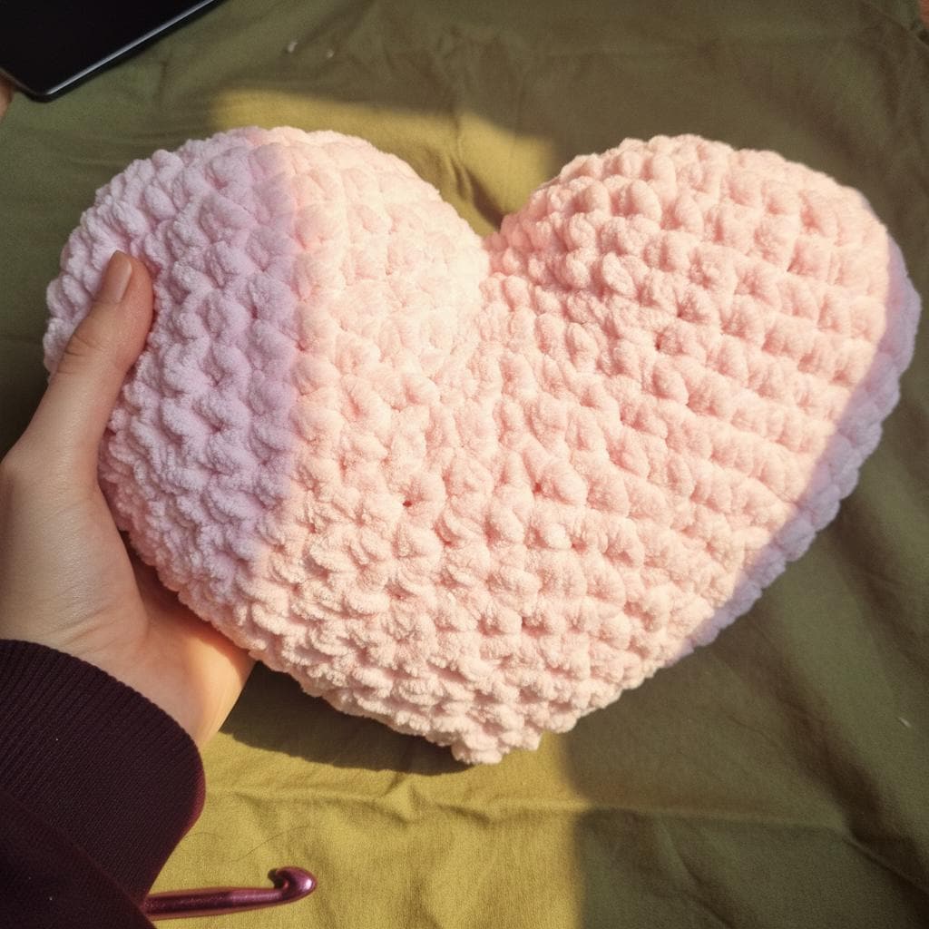 Plush Heart Pillow Crochet Pattern
