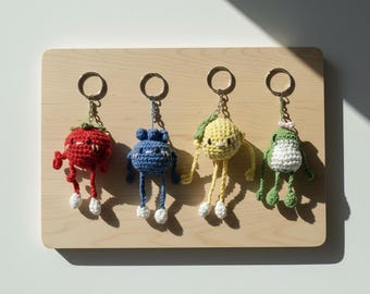かぎ針編みキーホルダーパターンバンドル - フルーツとカエル（4 in 1デザイン）