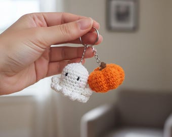 2 in 1 Bundle Kürbis & Geist Schlüsselanhänger Häkelanleitung - Amigurumi DIY (Digitaler Download)