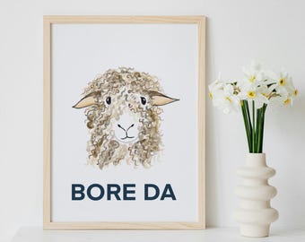 Welsh Sheep Bore Da Art Print / Poster A3
