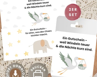 Creative gift voucher for a birth | Printable baby voucher packaging | Boy/girl parents | Original gift | PDF Download