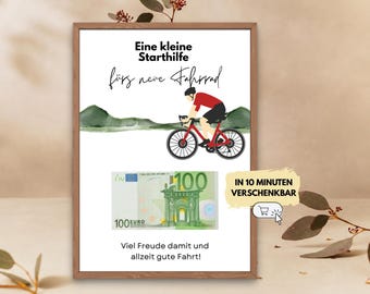 Money gift for a bicycle as a birthday present, gift for a male cyclist, PDF A4