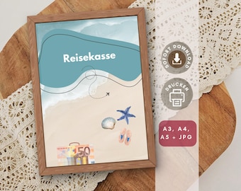 Personalized money gift for a travel fund, travel gift, vacation gift, birthday gift, travel voucher, adventure, last minute, DIY