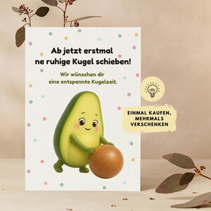 Farewell gift for maternity leave, postcard for pregnant colleague, avocado design A6
