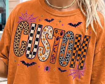 Custom Halloween PNG, Spooky Name Design, Halloween Alphabet Letters, Personalized Halloween Shirt Design, Fall Sublimation PNG