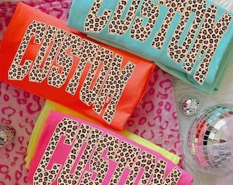 Summer Leopard Name PNG, Bold Varsity Block Letters Sublimation Design, Trendy Beach Vacation Shirt Graphic Download
