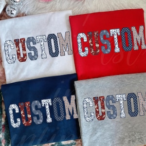Benutzerdefinierte Patchwork Name PNG, Vaterländisches Sublimationsdesign, Rot, Weiß, Blau Personalisiertes Hemd Grafik-Download