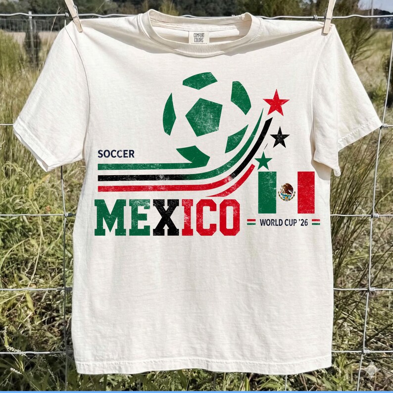 Mexico Soccer PNG, World Cup 2026 Mexico Fan Shirt Design, Retro Football Sublimation Download image 4