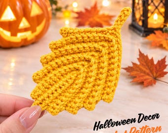 Häkelanleitung für ein Ahornblatt zu Halloween | Herbstgirlande & Halloween-Deko | Einfache Häkelanleitung (PDF)