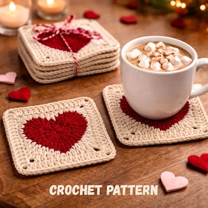 Heart Granny Square Crochet Pattern | Valentine Coaster Motif (PDF Pattern)