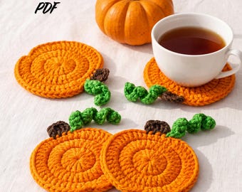 Crochet Pumpkin Coaster Pattern PDF | Fall Mug Rug, Halloween Thanksgiving Table Decor Photo Tutorial