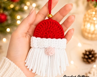Christmas Santa Gnome Crochet Pattern, Amigurumi Ornament, Holiday Decoration (PDF Download)