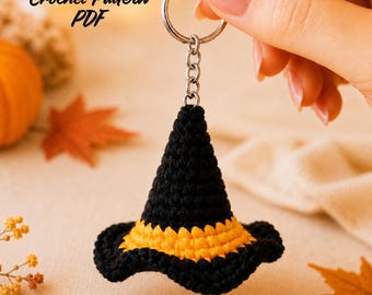 Crochet Witch Hat Pattern, Mini Seasonal Decor, Amigurumi Accessory (PDF Download)