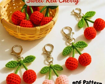 Crochet Cherry Keychain Pattern | Beginner Amigurumi (PDF Pattern)