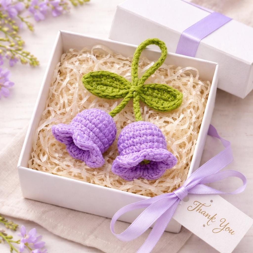 Crochet Lily of the Valley Pattern | Amigurumi Flower Keychain