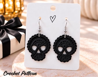 Crochet Skull Earrings Pattern PDF | Halloween Jewelry Tutorial | Spooky Accessory Gift | DIY Instant Download