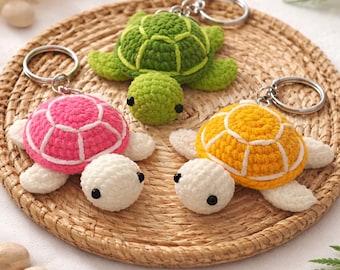 Patrón de llavero de tortuga de crochet / Mini amigurumi de animal marino PDF