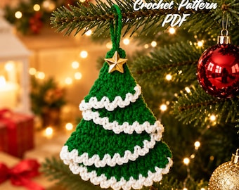 Crochet Christmas Tree Ornament Pattern, Beginner Holiday Decoration (PDF Download)