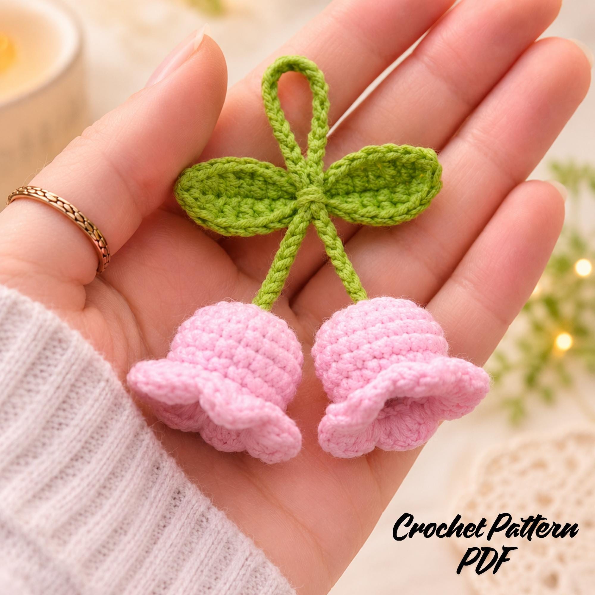 ₚₑₜᵢₜෆ‪girl デザインチャーム‪ෆ‪.*・゜ Crochet Lily of the Valley Pattern | Amigurumi Flower Keychain
