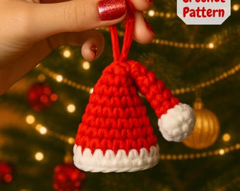 Weihnachtsornament Häkelanleitung | Mini Nikolausmütze Schlüsselanhänger PDF