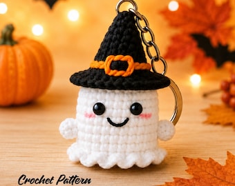 Crochet Ghost Keychain Pattern PDF | Amigurumi Spooky Decor, Fall Accessory (Digital Download)