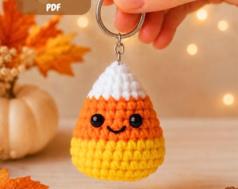 Crochet Candy Corn Pattern PDF | Amigurumi Spooky Decor, Fall Keychain (Digital Download)
