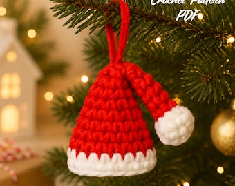 Christmas Ornament Crochet Pattern | Mini Santa Hat Keychain PDF