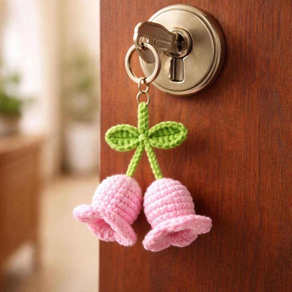 Crochet Lily of the Valley Pattern | Amigurumi Flower Keychain