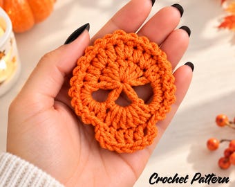 Crochet Skull Applique Pattern PDF | Halloween Ornament, Spooky Garland, Gift Topper & Easy Gothic Decor | Instant Download