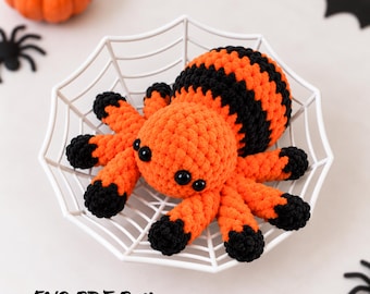 No Sew Spider Crochet Pattern | Plush Amigurumi, Halloween Decor, and Spooky Toy | Beginner Friendly PDF