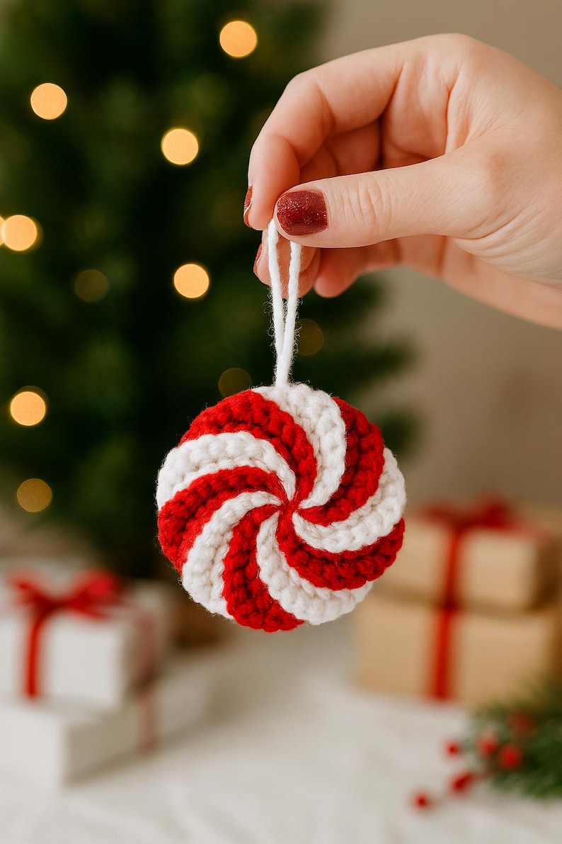 Mini Peppermint Candy Crochet Pattern | Christmas Ornament PDF | Easy ...