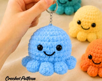 Crochet Octopus Keychain Pattern | Mini Amigurumi Octopus Plush – Bag Charm & Car Hanger PDF