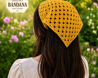 Häkelanleitung für ein Bandana, Boho-Haartuch im Oma-Stil, Anfänger-Kopftuch (PDF-Download)