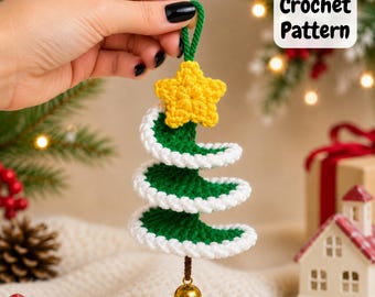 Häkelanleitung für spiralförmigen Weihnachtsbaumschmuck, Weihnachtsdeko für Anfänger (PDF-Download)